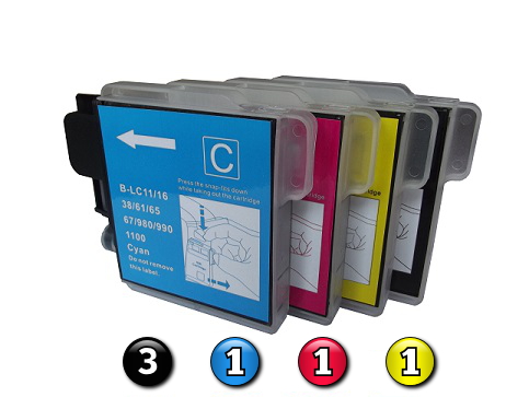 6 Pack Combo Compatible Brother LC38/LC67 (3BK/1C/1M/1Y) ink cartridges